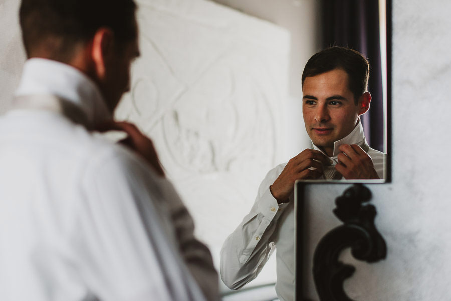 Groom Getting Ready Borghese Palace Art Hotel Florence