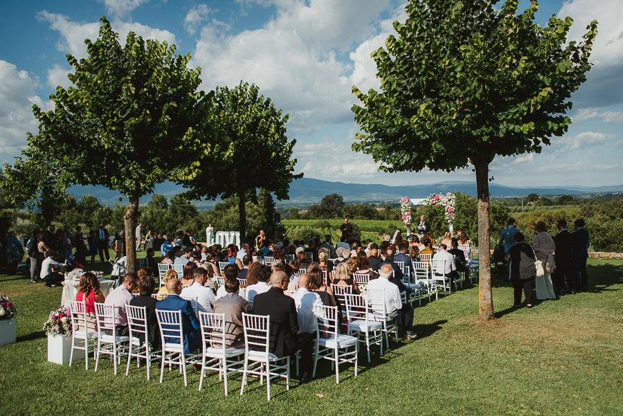 italian style outdoor wedding ceremony, kids will be kids
