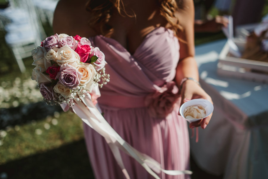 italian style outdoor wedding ceremony, wedding party