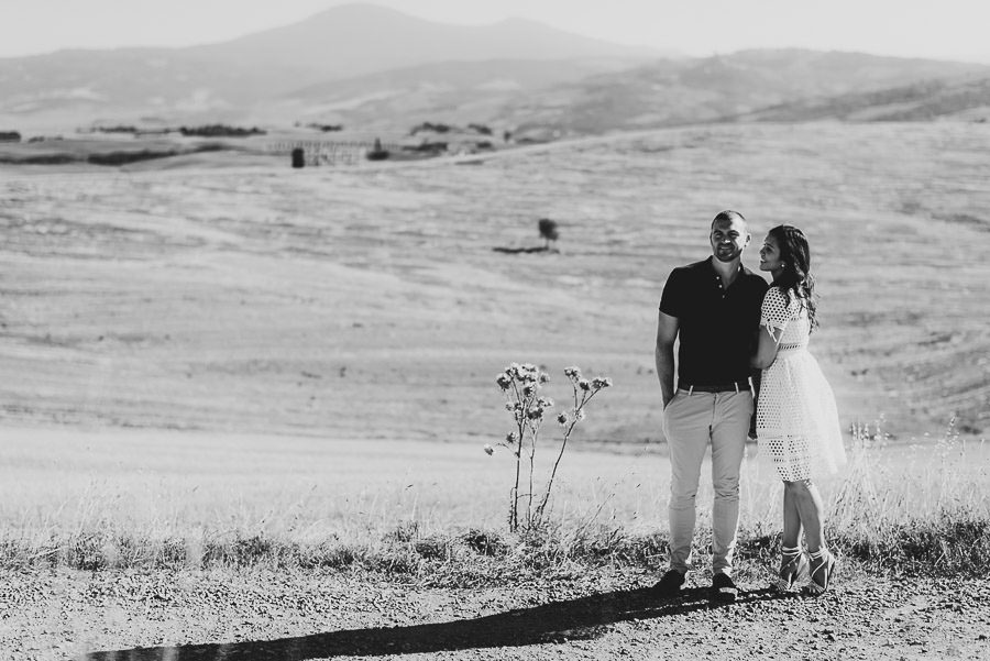 Wedding proposal inspiration creative portrait in tuscan country