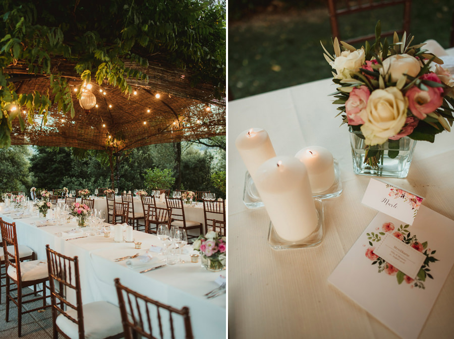get married in Italy tuscany table setuf with candles flowers