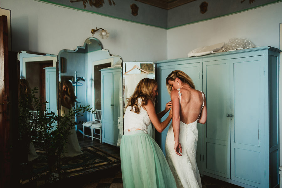Borgo Sotmennano Wedding Photographer bride wearing wedding dres