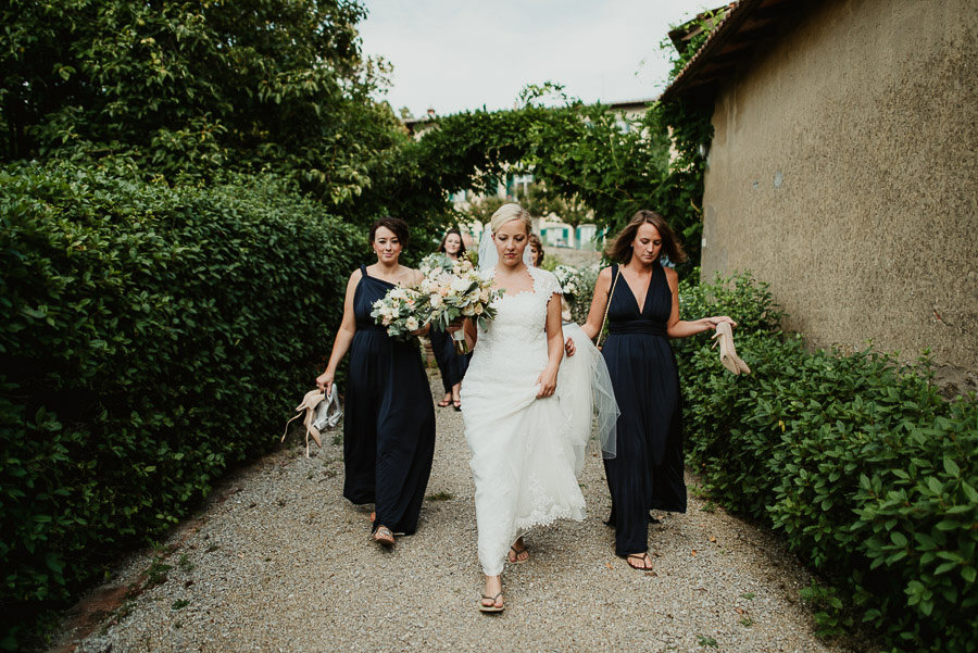 Villa Petrolo wedding in Tuscany bride groom go ceremony church