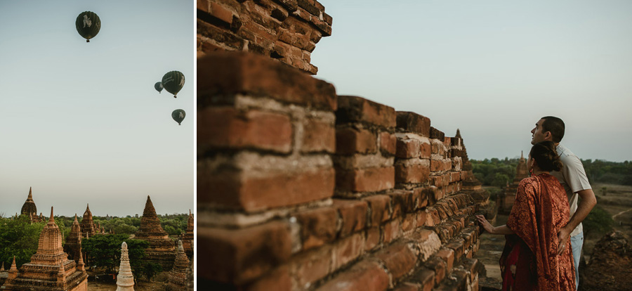 Myanmar engagement photography Bagan couple in temples