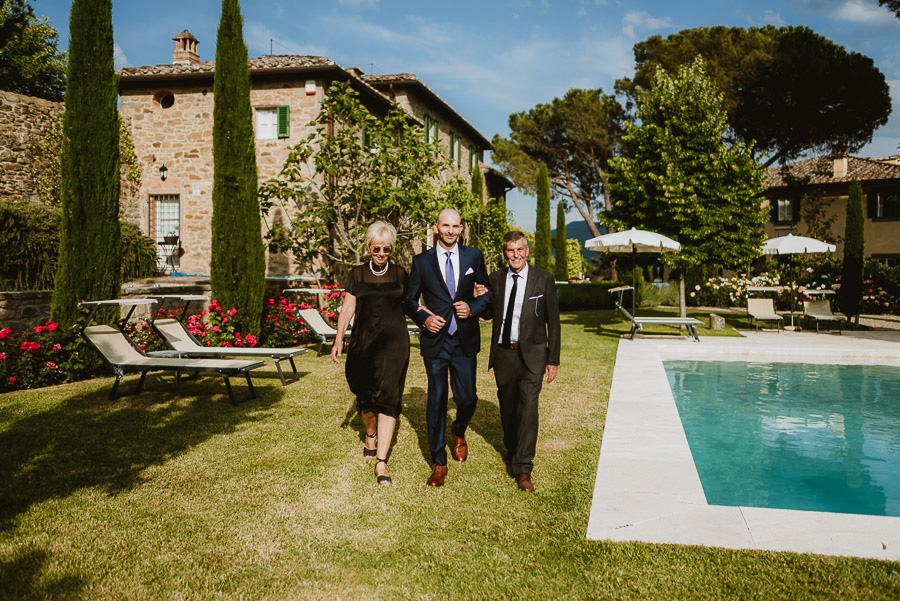 intimate wedding in Tuscan Villa bride walks down the aisle