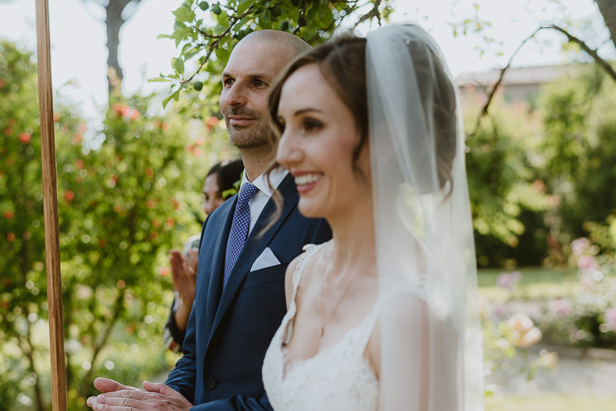 intimate wedding in Tuscan Villa outdoor symbolic ceremony