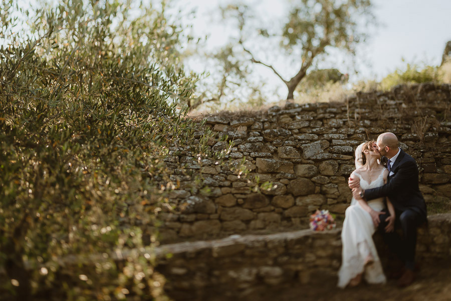 relaxed wedding in Tuscan Villa bride groom olive trees portrait