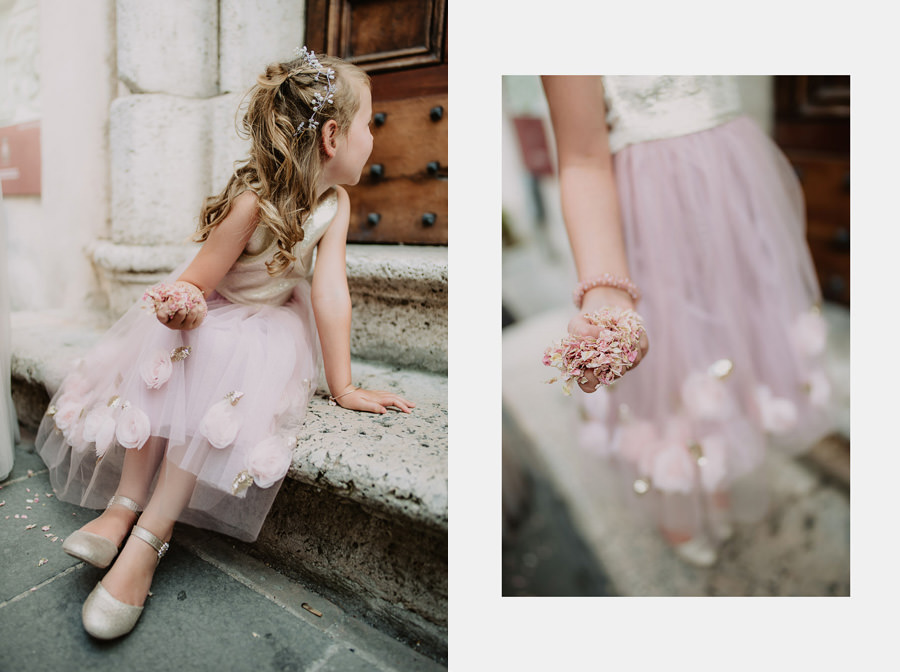 luxury wedding photographer umbria italy htrowing petals