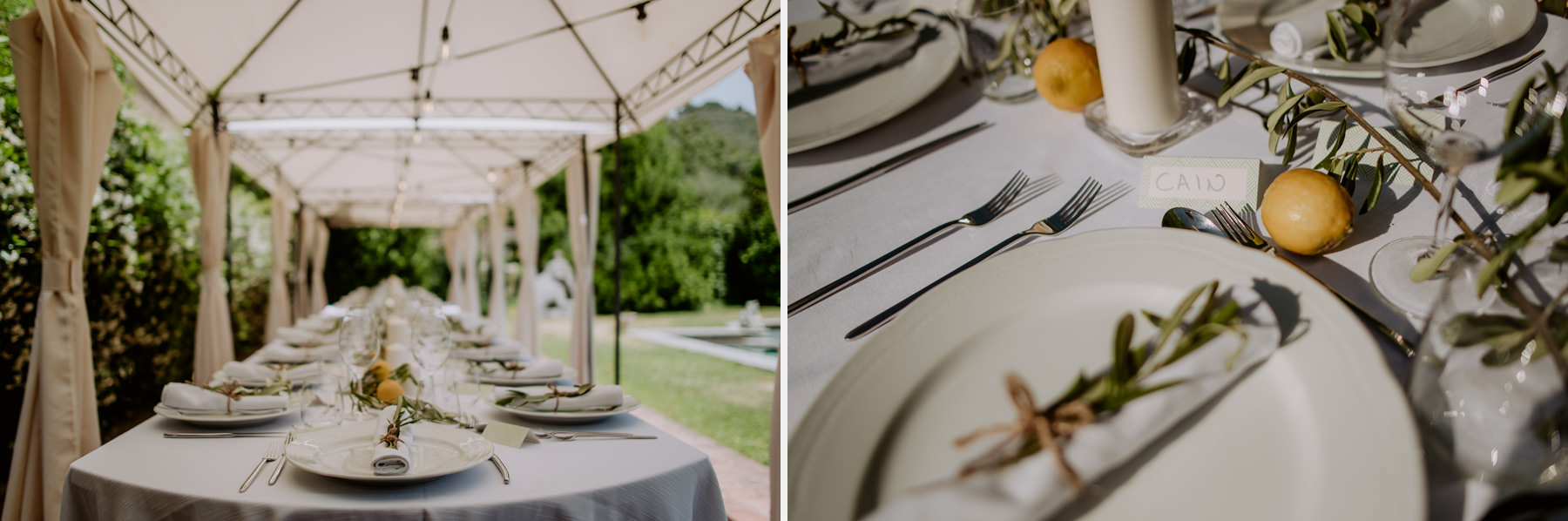 creative wedding photographer tuscany pool dinner