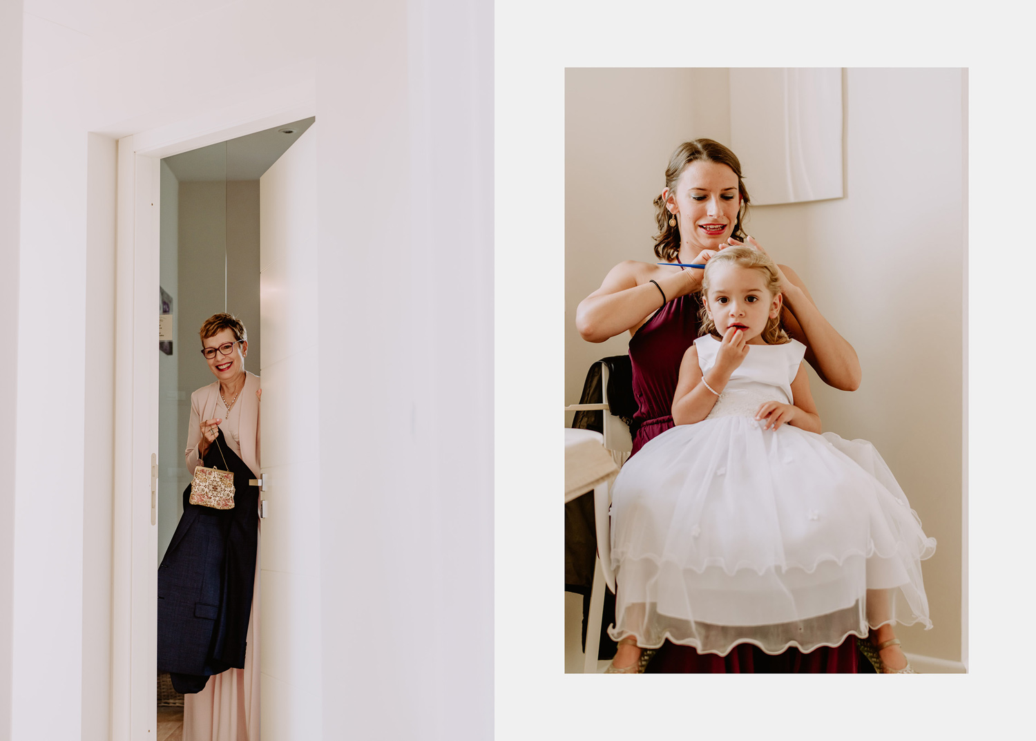 Umbria wedding photographer bridesmaids with bride get ready