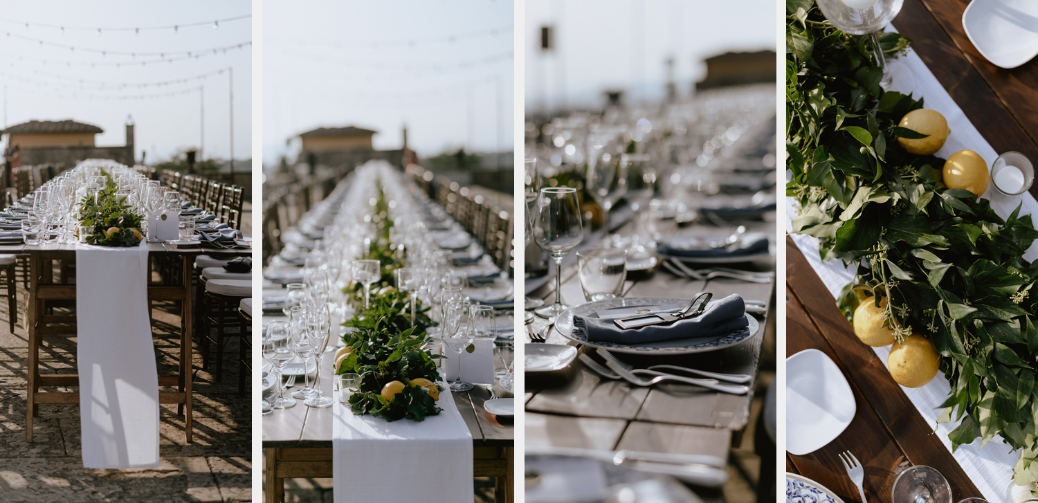 same sex wedding photographer florence villa maiano elegant table set decor outdoor dinner