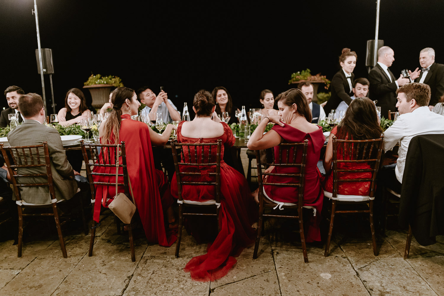 same sex wedding photographer florence villa maiano outdoor elegant dinner imperial table speeches cry tears