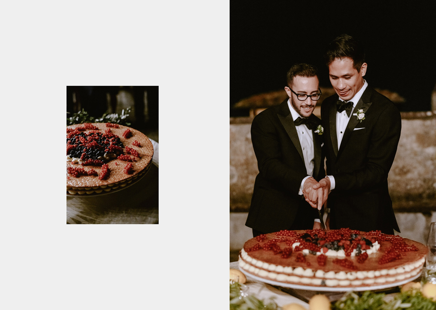 same sex wedding photographer florence villa maiano wedding cake making of grooms