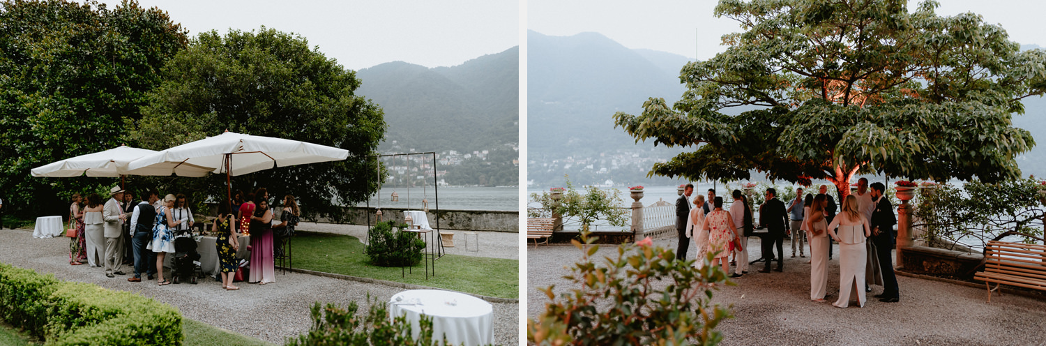 lake como wedding photographer villa pizzo outdoor guest fun enjoying reception palette colors