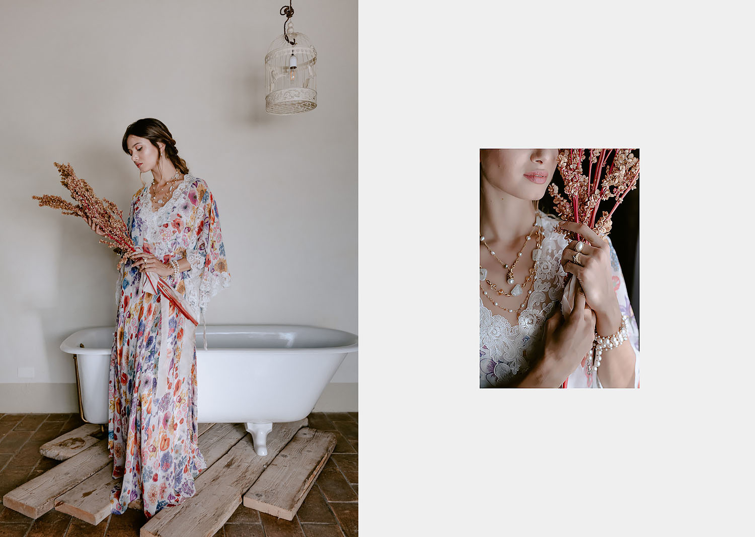 editorial Wedding Inspiration Tuscan Rolling Hills loretta caponi petticoat dressing gown