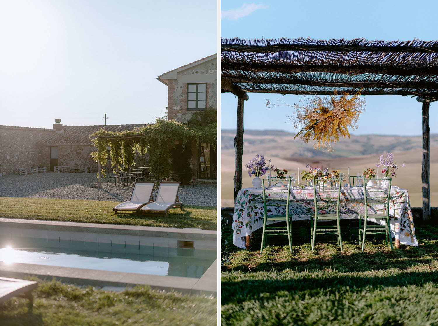intimate Wedding Inspiration Tuscan Rolling Hills locanda in tuscany table decor setup
