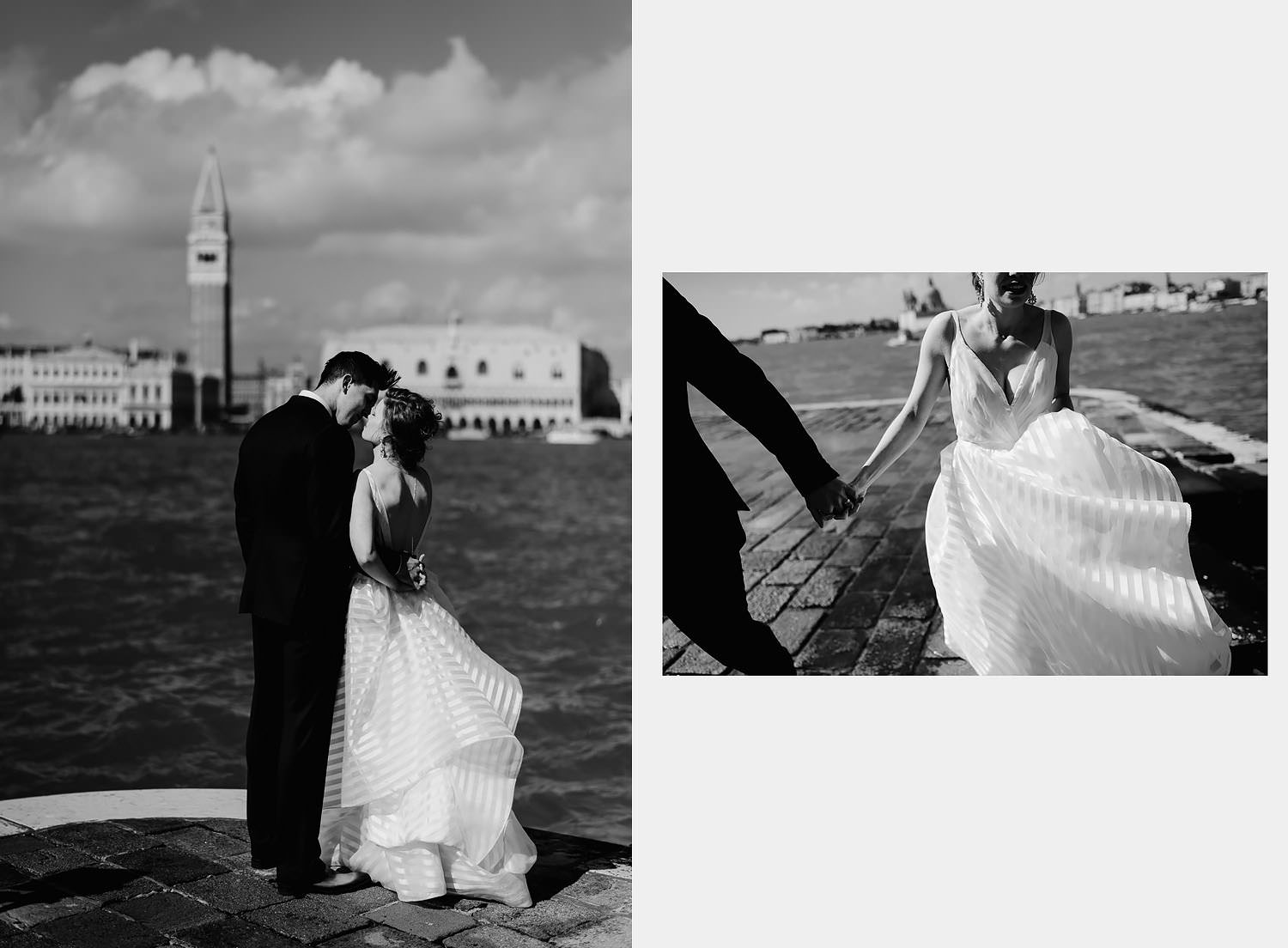 wedding photographer venice elopement bride groom piazza san marco boat taxi water view
