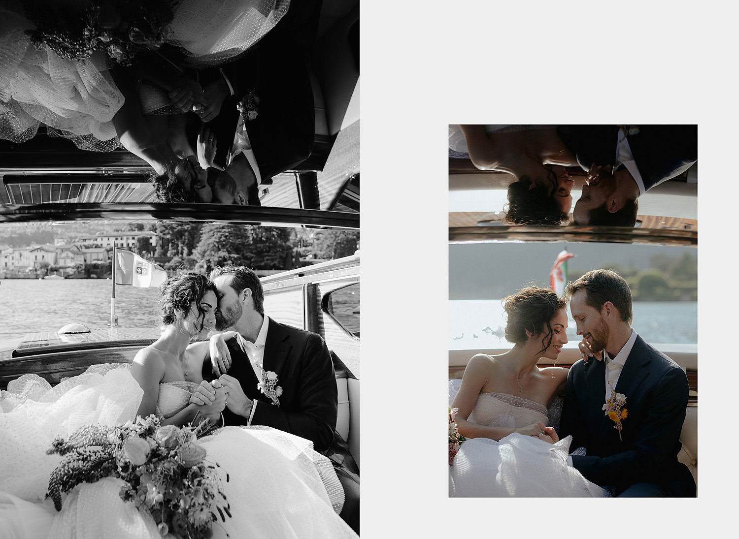 villa balbiano wedding photographer lake como bride groom boat portrait
