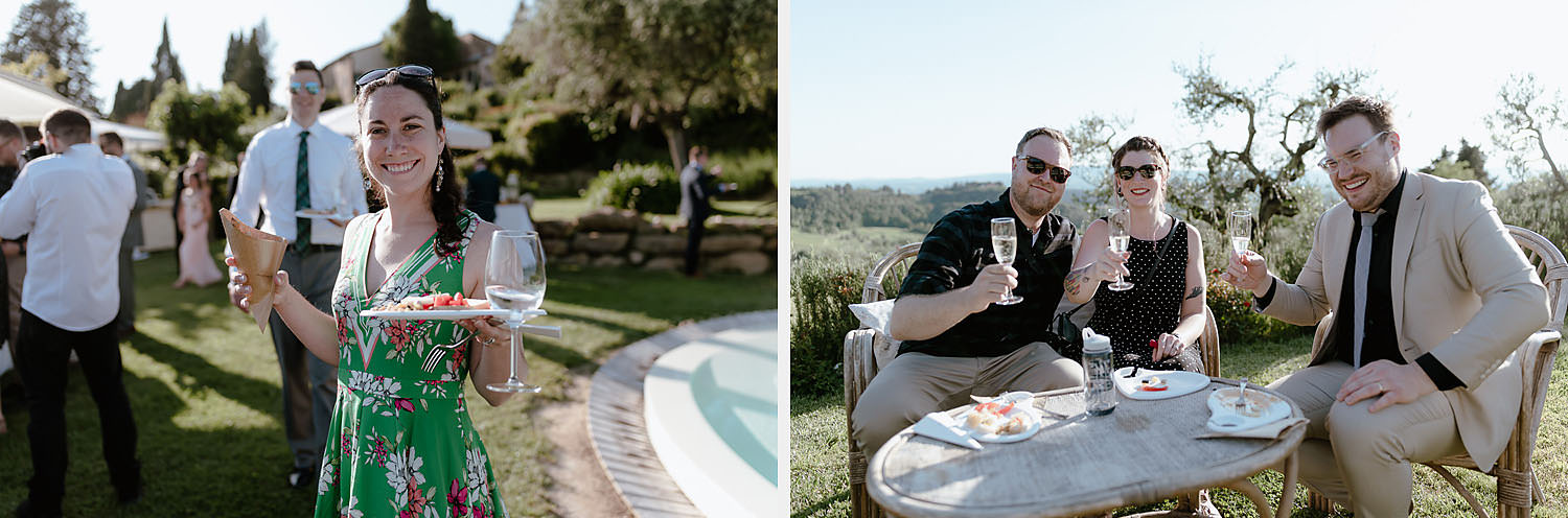 relaxing countryside wedding in tuscany alfresco aperitif buffet pool