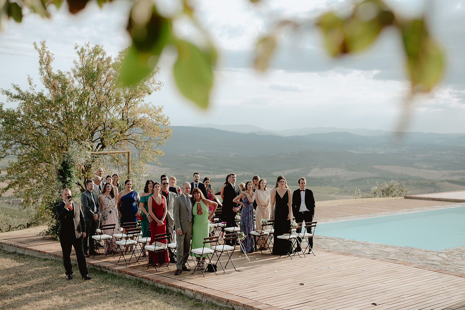 intimate micro wedding in tuscany rustic outdoor ceremony bride dad arrival photos